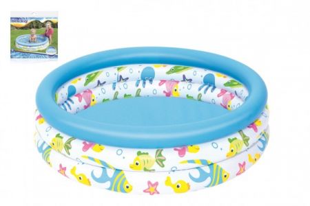 Teddies Bazén dětský nafukovací s rybičkami 102x25cm 3 komory v sáčku 2+