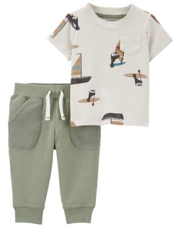 CARTERS CARTER'S Set 2dílný triko kr. rukáv, tepláky Green Toucan kluk 24m