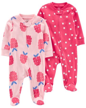 CARTERS CARTER'S Overal na zip Sleep & Play Pink Raspberry holka 2ks NB/vel. 56