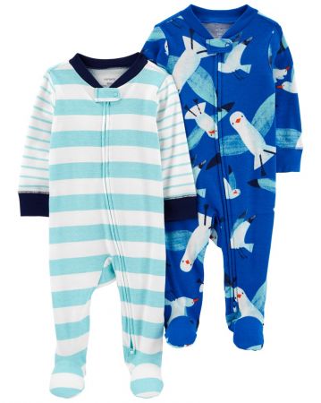 CARTERS CARTER'S Overal na zip Sleep & Play Blue Seagull kluk 2ks 9m