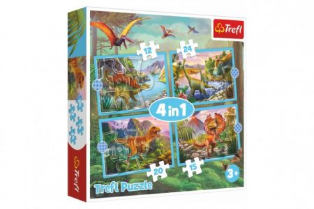 Trefl Puzzle 4v1 Unikátní dinosauři 28,5x20,5cm v krabici 28x28x6cm