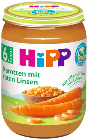 HIPP HiPP BIO mrkev s čočkou od 6. měsíce, 190 g