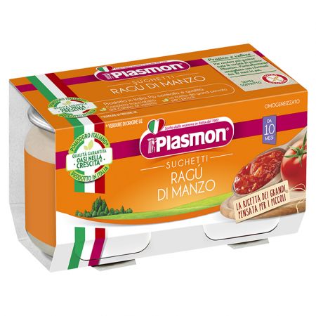 PLASMON PLASMON Omáčka bezlepková rajčatová s hovězím ragú 2x80g, 10m+