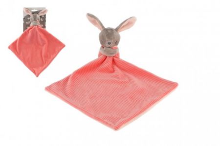 Teddies Zajíc/Zajíček usínáček plyš  25x25cm růžový na kartě v sáčku 0+