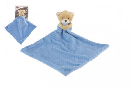 Teddies Medvěd/Medvídek usínáček plyš  22x22cm modrý na kartě v sáčku 0+