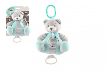 Teddies Medvěd natahovací hrací strojek plyš 18x17cm zelený na kartě v sáčku 0+