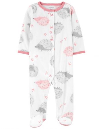 CARTERS CARTER'S Overal na druky fleece Sleep & Play Pink Hedgehog dívka NB