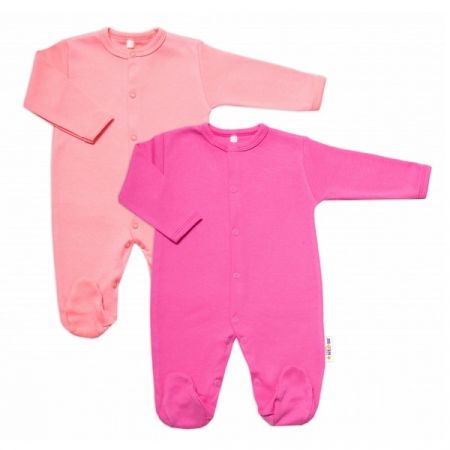 BABY NELLYS bavlněné overaly BASIC PASTEL Růžová/Meruňková 2ks vel. 56