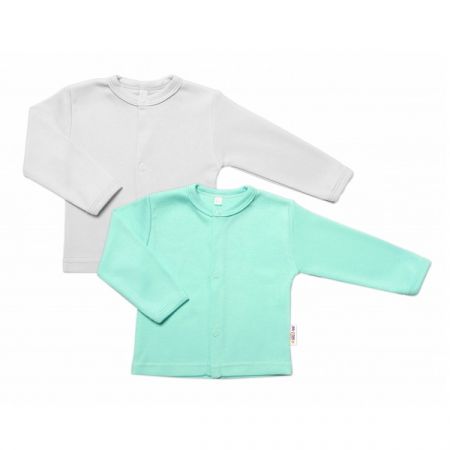 BABY NELLYS bavlněné košilky BASIC PASTEL Mátová/Šedá 2ks vel. 56