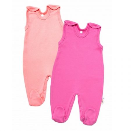 BABY NELLYS bavlněné dupačky BASIC PASTEL Růžová/Meruňková 2ks vel. 62