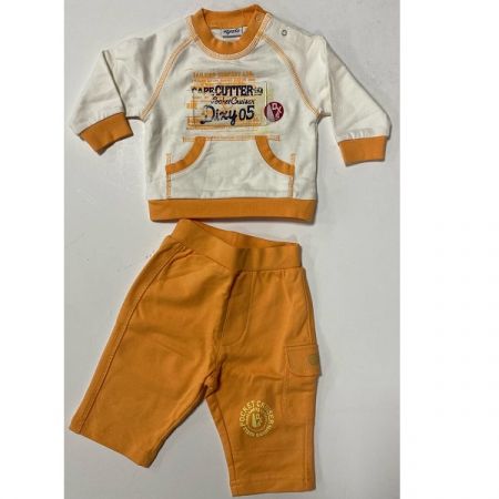 Ostatní DODIPETTO tepláková souprava Dixy 05/Krémová/Oranžová vel. 3-6m DOPRODEJ!