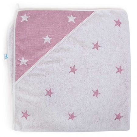 CEBA BABY froté osuška s kapucí 100x100cm Stars Pink Melange