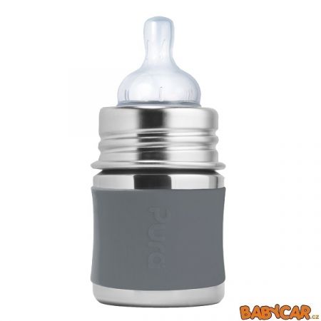 PURA nerezová kojenecká láhev 150ml Šedá
