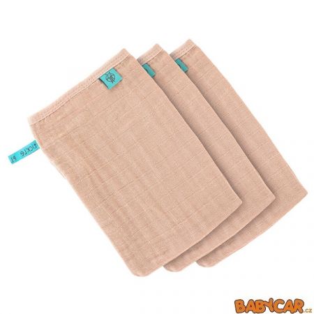 LÄSSIG žínka MUSLIN WASH GLOVE 3ks Light Pink DOPRODEJ!