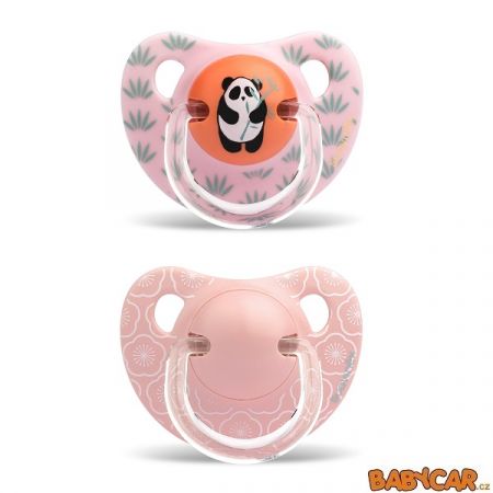 SUAVINÉX silikonový dudlík ANATOMICKÝ 6-18m 2ks Panda/Růžová