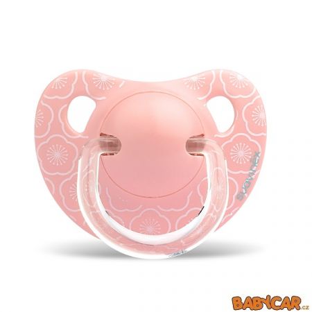 SUAVINÉX silikonový dudlík ANATOMICKÝ 0-6m, 1ks Kytky/Růžová