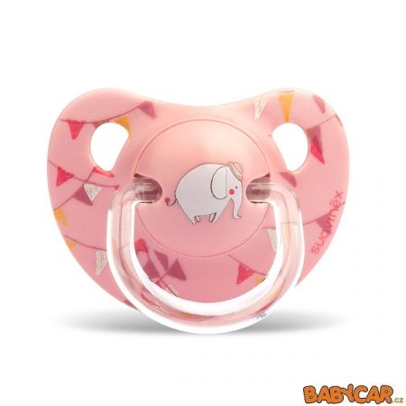 SUAVINÉX silikonový dudlík ANATOMICKÝ +6m, 1ks Cirkus/Růžová