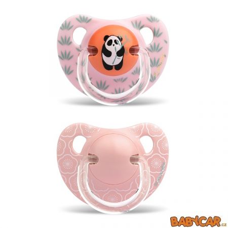 SUAVINÉX latexový dudlík ANATOMICKÝ 6-18m 2ks Panda/Růžová