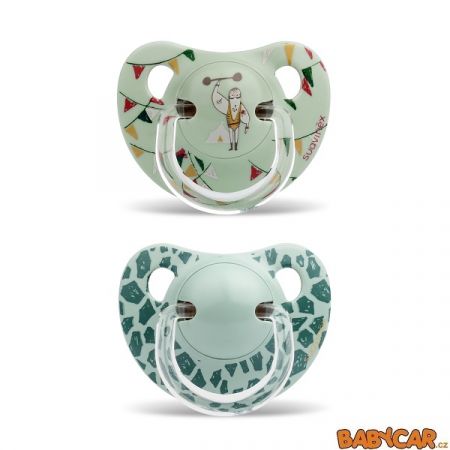 SUAVINÉX latexový dudlík ANATOMICKÝ 6-18m 2ks Cirkus/Zelená