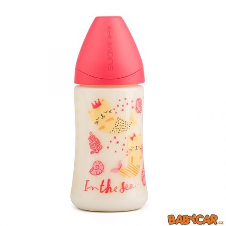 SUAVINÉX láhev se širokým hrdlem LATEX 270ml Moře/Růžová