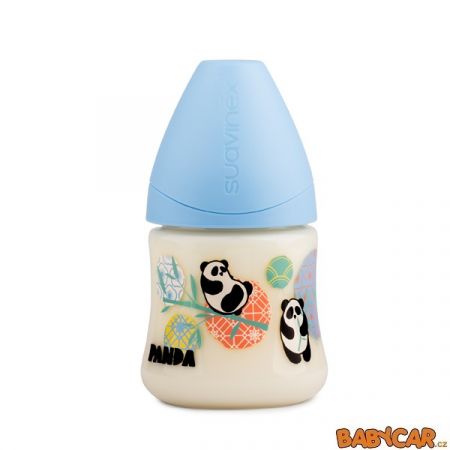 SUAVINÉX láhev se širokým hrdlem LATEX 150ml Panda/Modrá