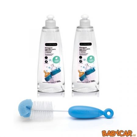 SUAVINÉX dezinfekční gel 500ml 2ks + kartáč na čištění DUO Modrá