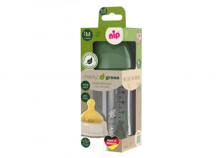 NIP CHERRY GREEN láhev sklo,široká, kaučuk-M,240ml,kluk