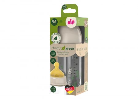 NIP CHERRY GREEN láhev sklo,široká, kaučuk-M,240ml,holka