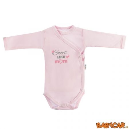 MAMATTI bavlněné body s dlouhým rukávem Sweet Like Mum/Růžová vel. 62