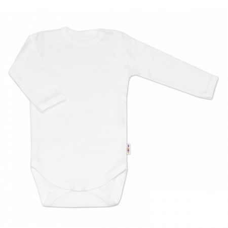 BABY NELLYS bavlněné body s dlouhým rukávem BASIC Bílá vel. 68