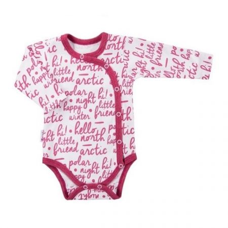 BABY NELLYS bavlněné body s dlouhým rukávem Snow Bordó vel. 62
