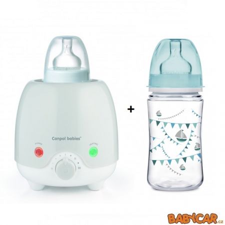 CANPOL BABIES elektrický ohřívač lahví + láhev PÁRTY 240ml Modrá ZDARMA