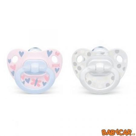 NUK silikonový dudlík HAPPY DAYS 0-6m 2ks Srdíčka/Puntíky