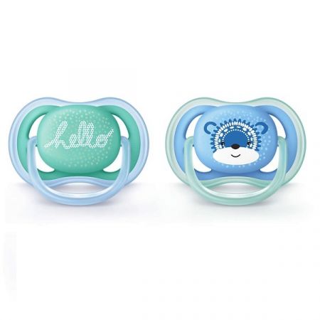 AVENT silikonové šidítko ULTRA AIR DECO 6-18m 2ks Chlapec