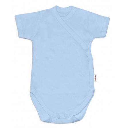 BABY NELLYS bavlněné body se zapínáním bokem BASIC Modrá vel. 56