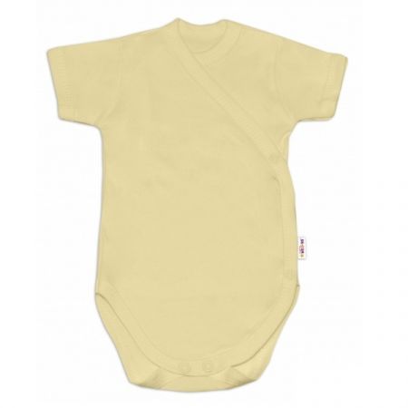 BABY NELLYS bavlněné body se zapínáním bokem BASIC Žlutá vel. 56