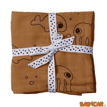 DONE BY DEER mušelínové plenky SEA FRIENDS 2ks Hořčicová