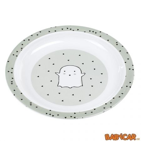 LÄSSIG dětský talíř PLATE WITH SILICONE Little Spookies Olive
