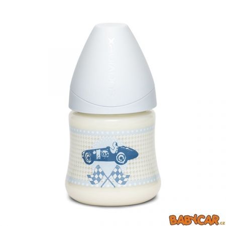 SUAVINÉX láhev se širokým hrdlem TOYS 150ml Závodní Auto/Modrá