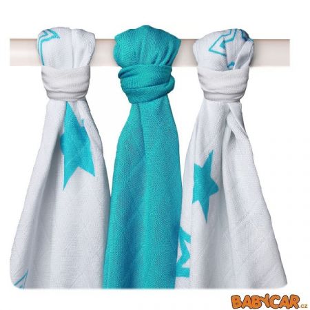 KIKKO bambusové BMB Turquoise Stars MIX 70x70 3 ks