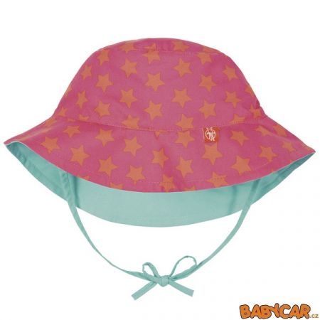 LÄSSIG oboustranný klobouček SUN PROTECTION BUCKET HAT Peach Stars 6-18m. DOPRODEJ!