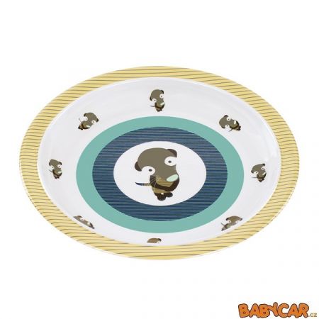 LÄSSIG dětský talíř PLATE WITH SILICONE Wildlife Meerkat