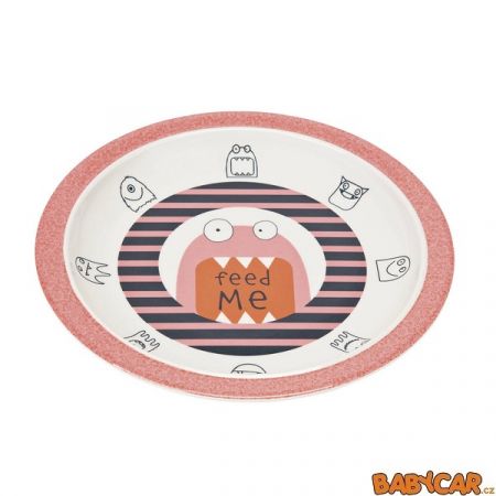 LÄSSIG dětský talíř PLATE WITH SILICONE Little Monsters Mad Mabel
