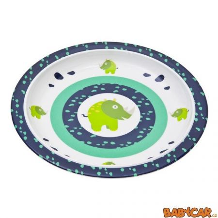 LÄSSIG dětský talíř PLATE WITH SILICONE Wildlife Rhino DOPRODEJ!