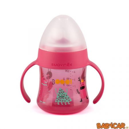 SUAVINÉX láhev s oušky BOOO 150ml Růžová