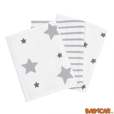 ODENWÄLDER mycí žínka 3ks Stars and Stripes Light Silver