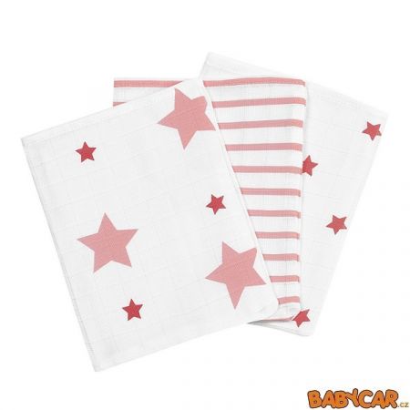 ODENWÄLDER mycí žínka 3ks Stars and Stripes Light Coral