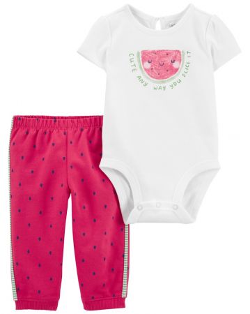 CARTERS CARTER'S Set 2dílný tepláky, body kr. rukáv Pink Watermelon dívka 6m