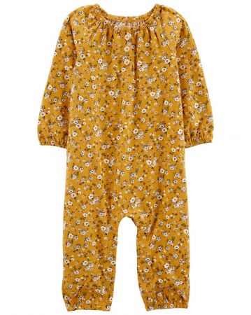 CARTERS CARTER'S Overal bez nožiček Yellow Flowers dívka 9m