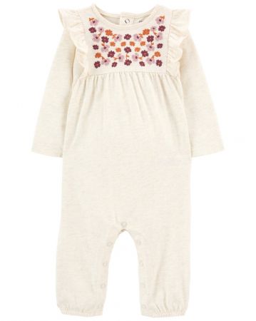 CARTERS CARTER'S Overal bez nožiček Tan Floral dívka 3m